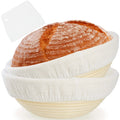 10 Inch Round Bread Baneton Proofing Basket Kit Dough Set Natural Rattan Bread Proofing Basket