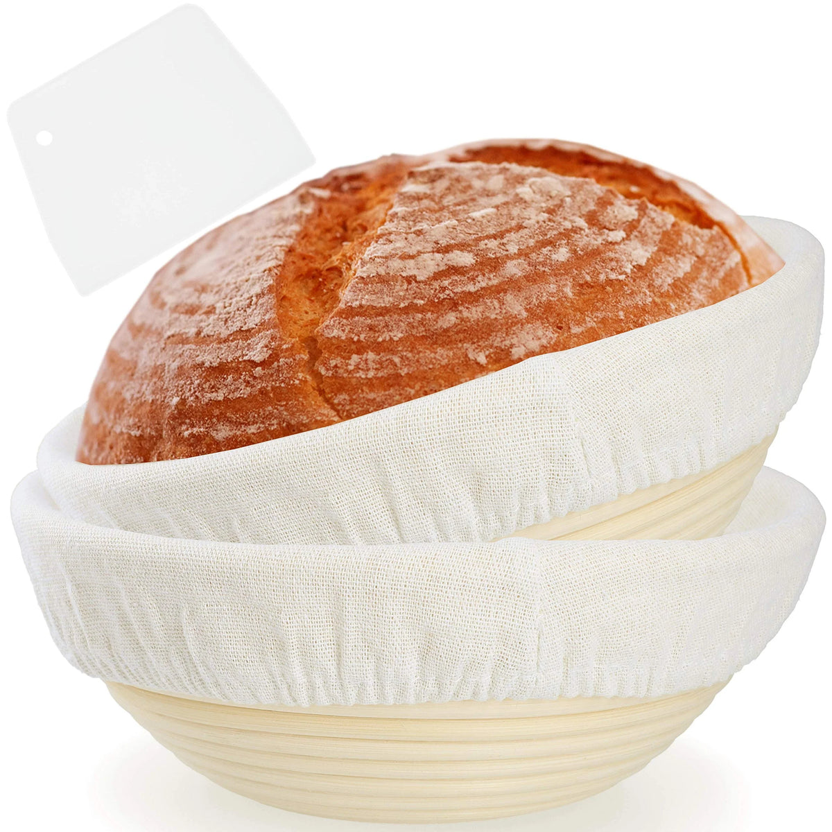 10 Inch Round Bread Baneton Proofing Basket Kit Dough Set Natural Rattan Bread Proofing Basket