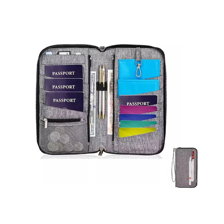 Premium Family Travel Capacious RFID Passport Holder Wallet Polyester Document Organizer with Credit Card Use