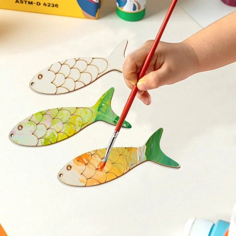 Unfinished Blank Fish Shaped Wood Hollowed Out DIY Wedding Birthday Marine Animal Themed Party Crafts and Decorations