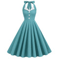 Vintage Retro Plaid Rockabilly Dress for Women Elegant 50s Contrast Sleeveless Party Dress with Pockets
