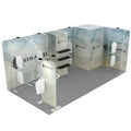 10x20 Hot Sale Custom Modular Aluminum Tension Fabric Advertising Clothing Shelf Display Portable Trade Show Exhibition Booth