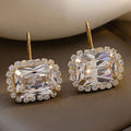 CAOSHI New Design Baguette Cubic Zirconia Stone Silver Color Plating Elegant Simulate Moissanite Stud Earring for Women