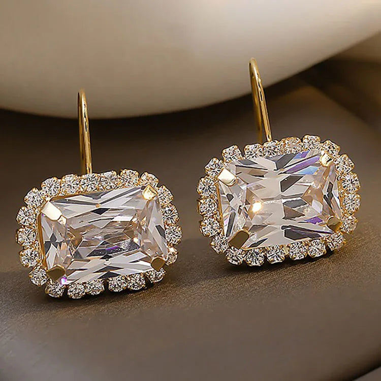 CAOSHI New Design Baguette Cubic Zirconia Stone Silver Color Plating Elegant Simulate Moissanite Stud Earring for Women