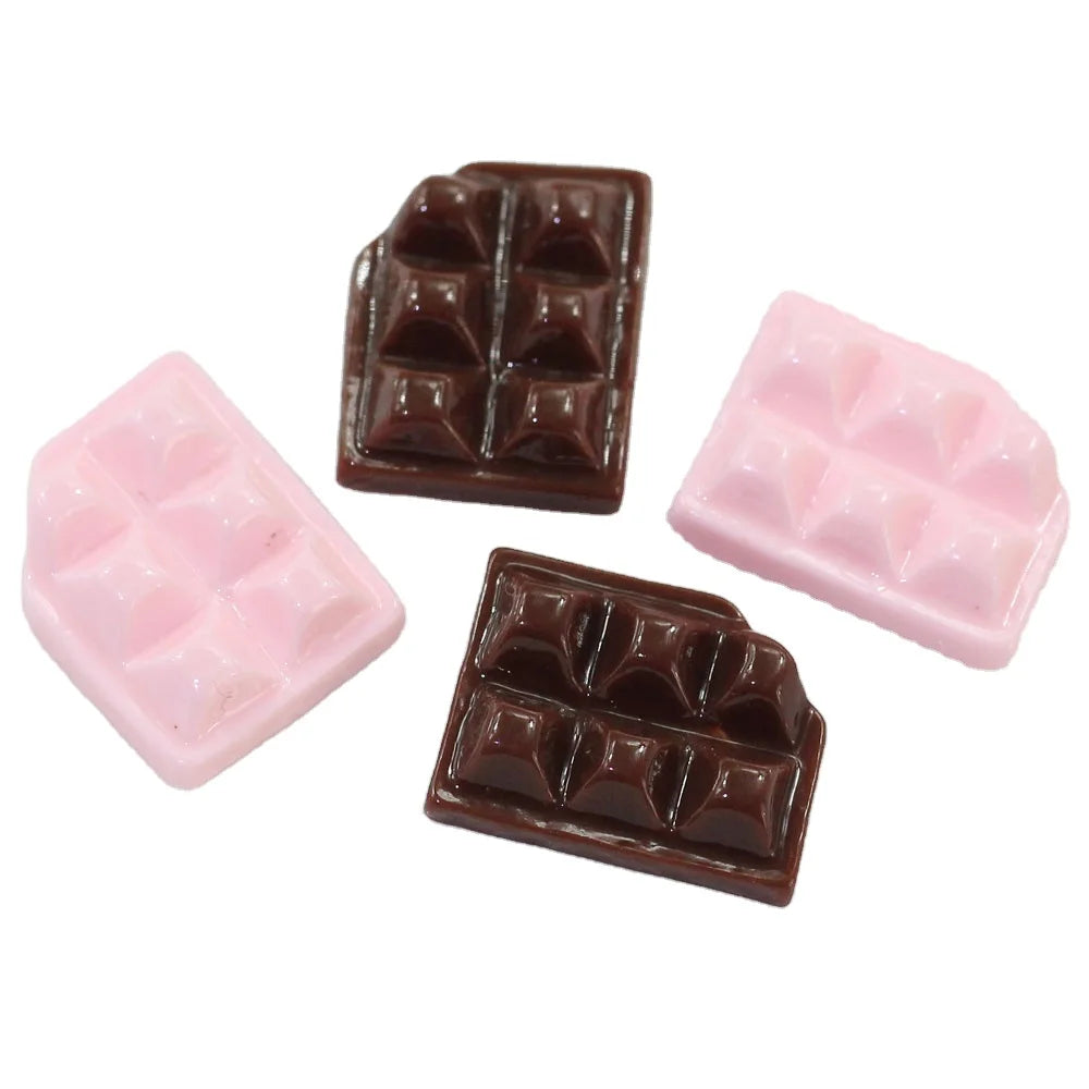Cute Pink Brown Resin Chocolate Figurine 3D Miniatures Flatback Cabochon Embellishments Scrapbooking Diy Slime Charm Accessories