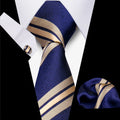 Wholesale Handmade Polyester Woven Men's Ties Hankies Set With Cufflinks Business White Pink Necktie Set for Men