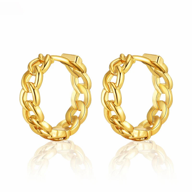 Fine Female 18k Gold Cuban Chain Women Hoop Earring for Cuff Ear with Good Quality