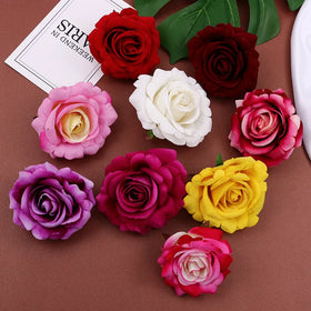 Manufacturers Wholesale 9.5cm Rose Flower Head Wedding Flower Wall Road Decoration Silk Flower Head