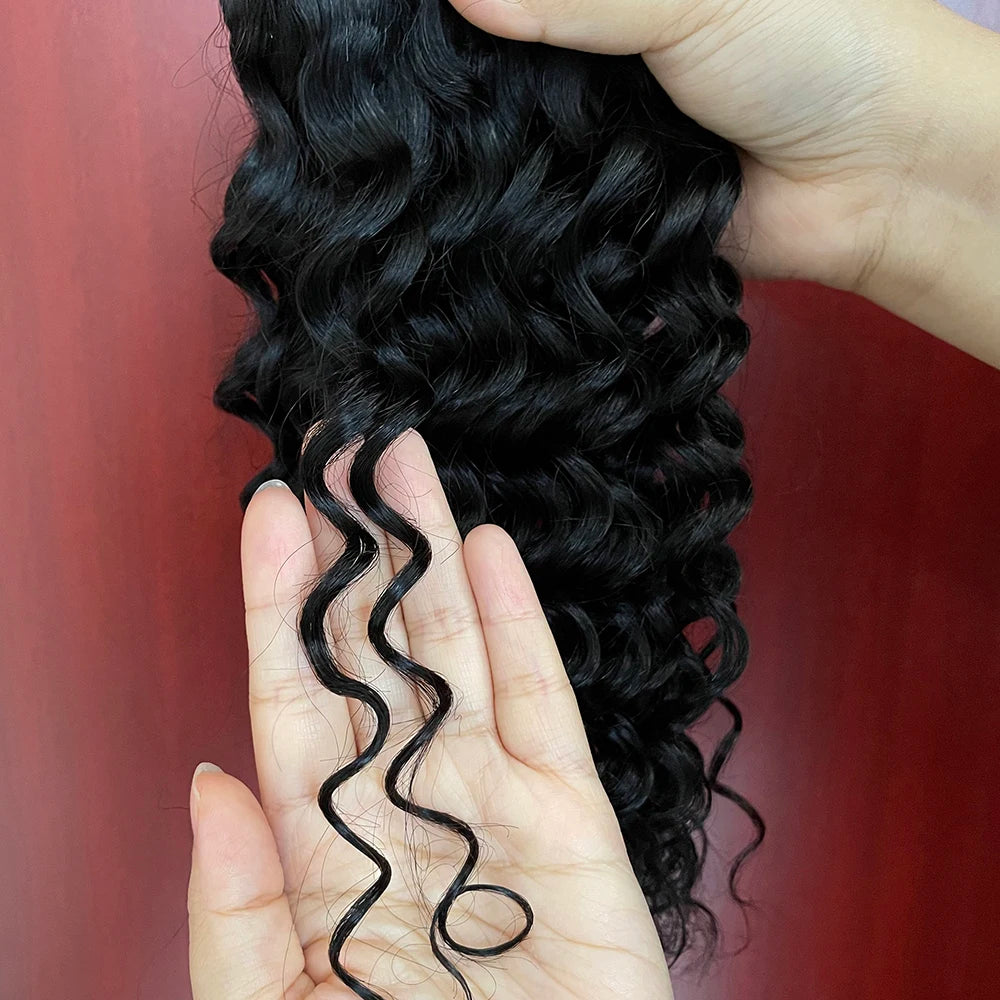 2024 Top Quality Seamless Clip in Hair Extension Natural Black Deep Wave Clip Ins Kinky Straight Hair Extension