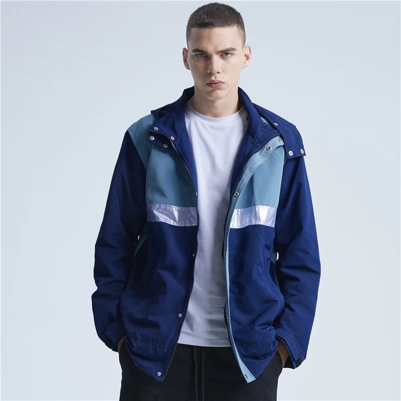 Manufacturer's Men's Windproof Varsity Jacket Retro Style Plus Size Oversized Polyester-Streetwear Zipper Plaid Work Leisure