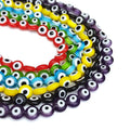 Stock Wholesale Thousand Flower Colored Glass Flat Beads Oblate Eye Murano Lampwork DIY Handmade Woman  Bracelets Bangle