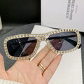 UNOC Luxury New Style Diamond Inlaid Cut Edge Fashionable Square Diamond Sunglasses Fashion Party Prom