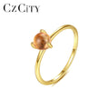 CZCITY Good Selling Trendy Woman Gold Colorful Gem Diamond Engagement Plated Crystal  Moonstone Ring