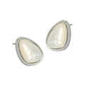 Chic Natural Shell Geometric Round Triangular 925 Sterling Silver Stud Earrings for Women Girls