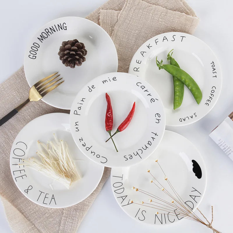 Nordic Creative French Alphabet Breakfast Plate Household Dish Cake Dessert Plate