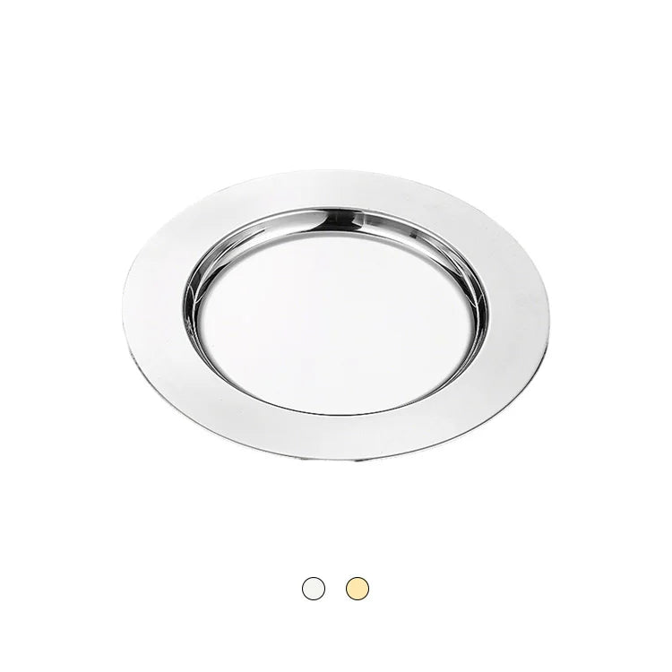 Bulk Metal Charger Plate Custom Logo Stainless Steel Silver Round Wedding Dinner Plate for Food
