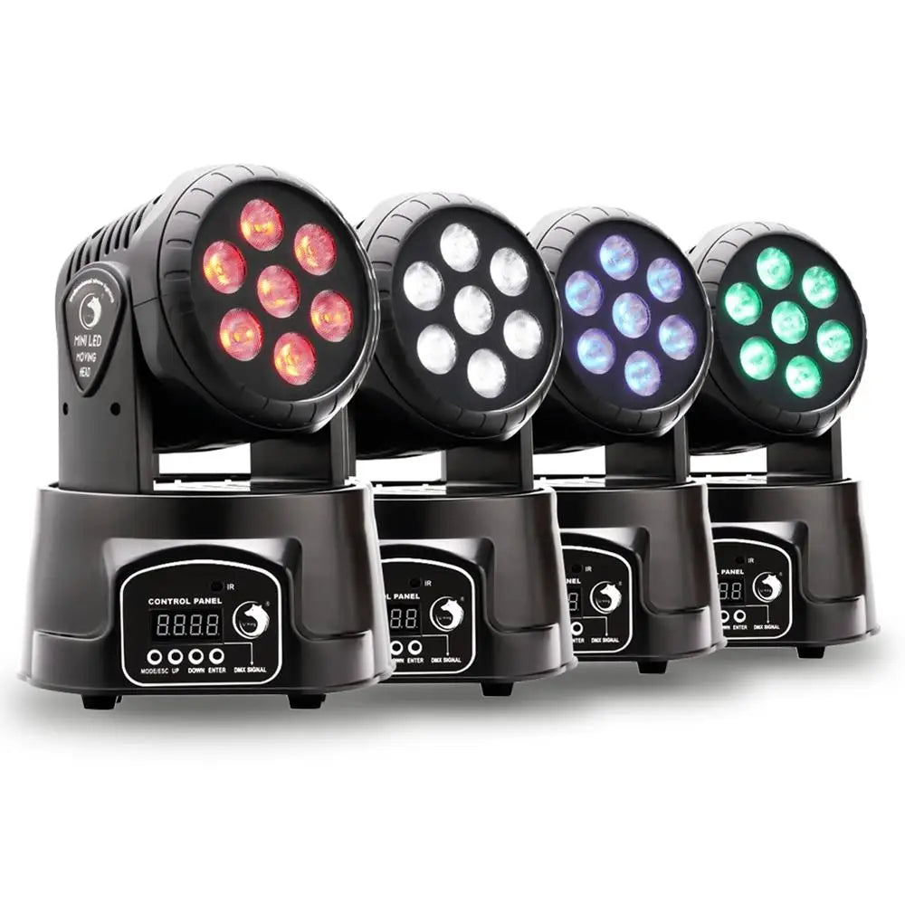 7*10W RGBW 4 in 1 Moving Head Beam Light With Remote Control Stage Lighting Equipment