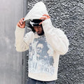 Custom 100% Cotton Streetwear Men's Heavyweight Vintage Oversized Pullover Hoodie Acid Wash Raw Hem DTG Printed Cropped Design