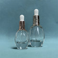 New Thick Bottom Clear Fancy Cosmetic Essential Oil Glass Dropper Bottle 100pcs Screen Printing Skin Care Serum
