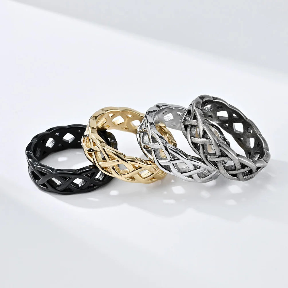 New Design Trendy Style 316L Stainless Steel Hollow Out Titanium Steel Ring Women Men JZ677
