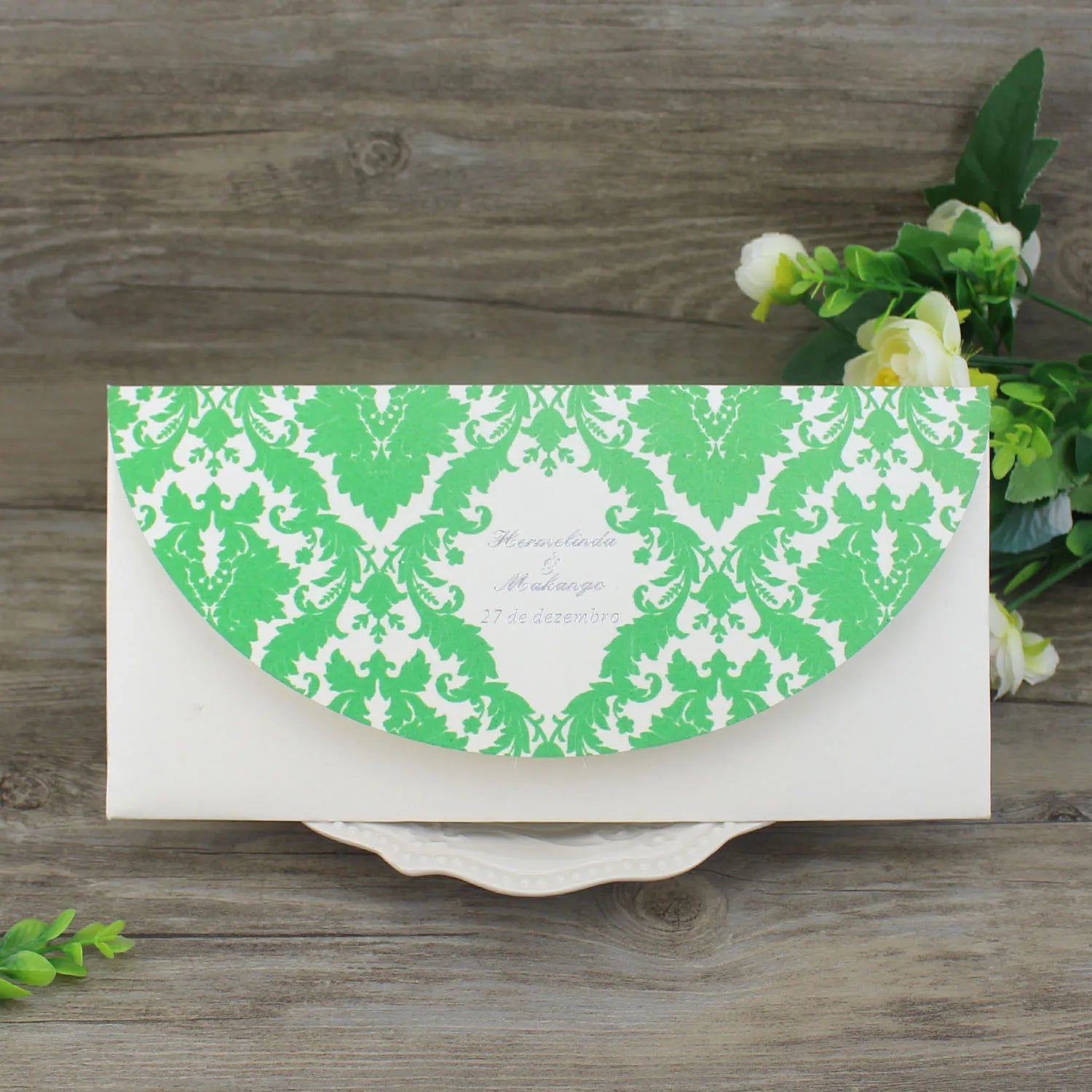 Wholesale Blank Printed Handwritten Green Thank You Cards with Envelopes Holiday Wishes Greeting Cards
