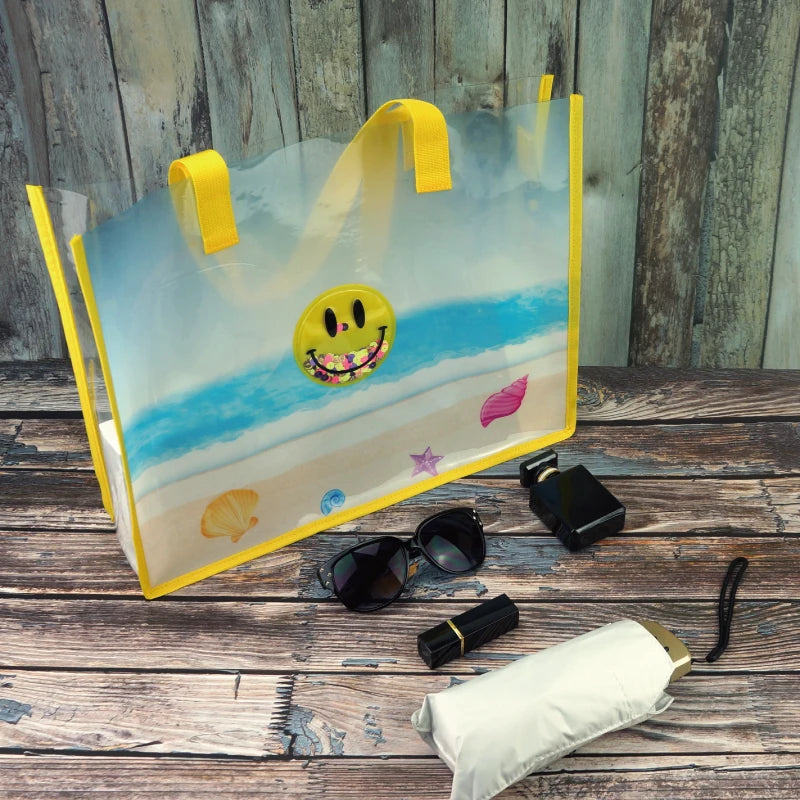 New Design Customized Foldable Transparent Clear PVC Tote Shopping Bag