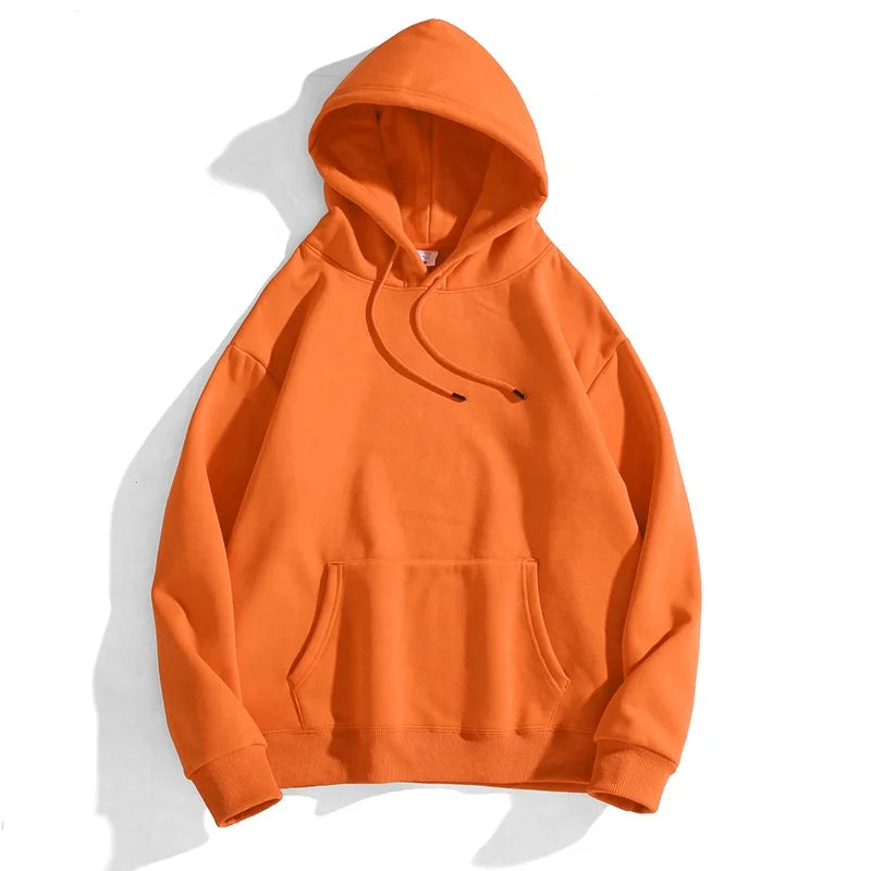 2025 Wholesale 360gsm Plus Size Men's Hoodies Sweatshirts Quality Oversize Hoodie Quality Design 360 Gsm Orange Hoodies
