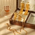 Wholesale Bulk Korean Fashion Stylish Stainless Steel Gold Plated Metal Long Yarn Tassel Thread Fringe Drop Earrings for Women