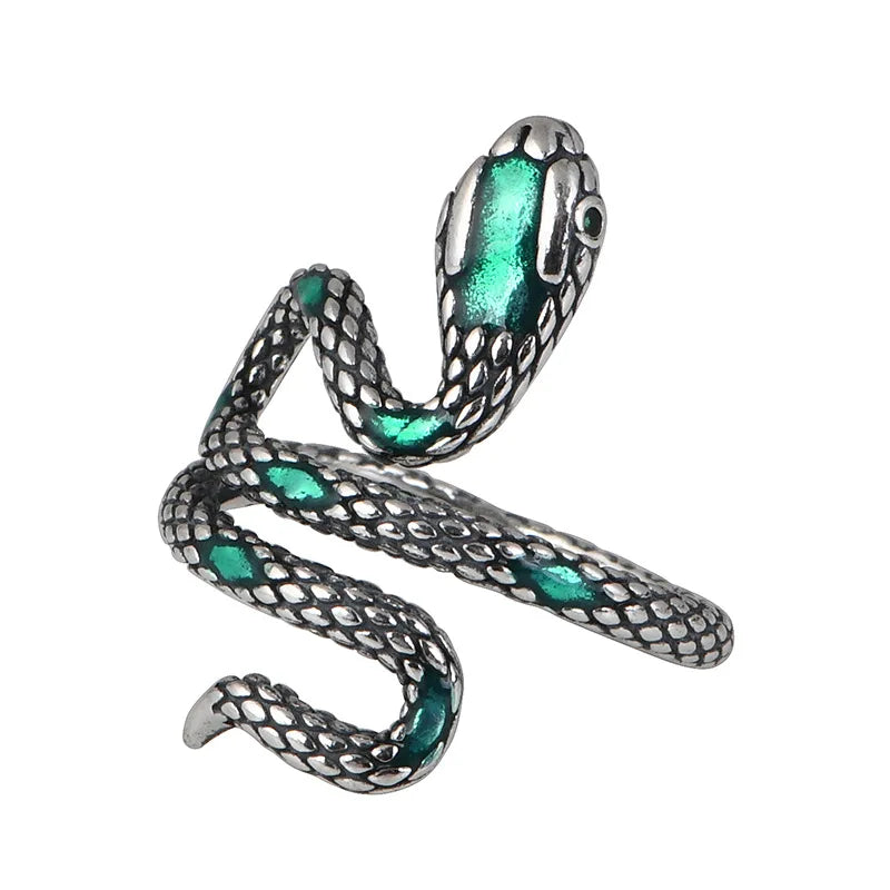 BOCAI Vintage Open S925 Silver Snake Ring Year of the Snake Gift for Men and Women Zircon Jewelry for Anniversary