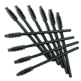 Makeup Tool Solid Handle Black Disposable Mascara Wands 50pcs Eyelash Spoolie Brush