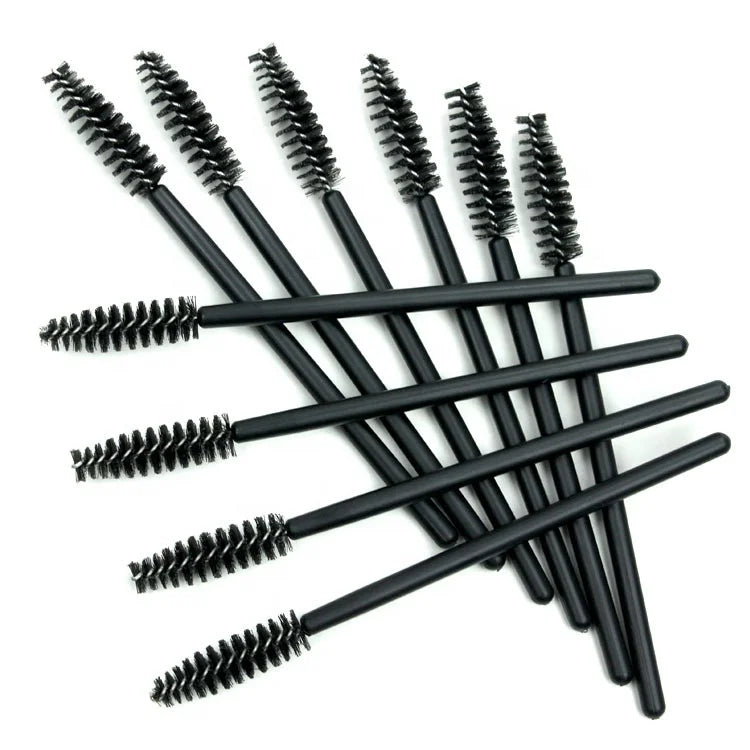 Makeup Tool Solid Handle Black Disposable Mascara Wands 50pcs Eyelash Spoolie Brush