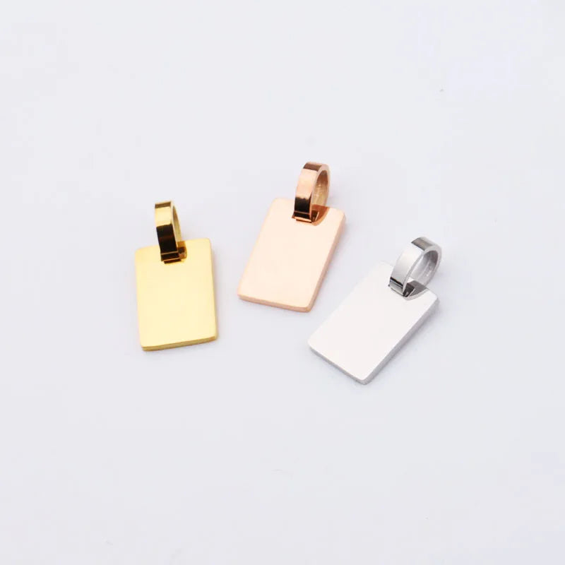 Wholesale Customized Engraved Stainless Steel Square Dog  Minimalist Rectangle Necklace Pendants