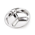 SS304 3 Saeparates Lattice Circular Stainless Steel Dishes Children Divided Dinner Plate for Kids