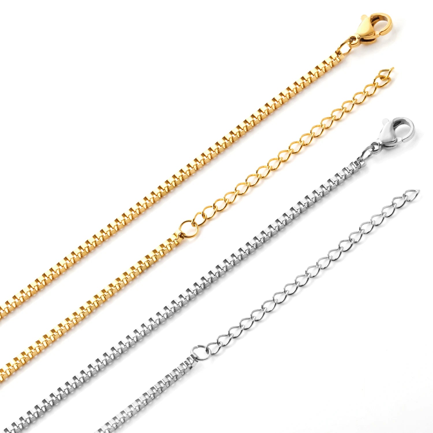 Popular Mixed Color Men Women Fashion Waterproof Clasp Charm Stainless Steel Jewelry 18K Gold Plated Chain Necklace