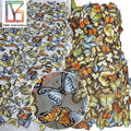 Custom butterfly Embroidery Tulle Applique Design 100% Polyester Embroidery Bridal Mesh Fabric 3D Flower Lace Fabric