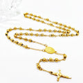 18k Gold Plated Stainless Steel Waterproof and Color-preserving Rosary Necklace Christian Jewelry Cross Necklace | 6mm Beads