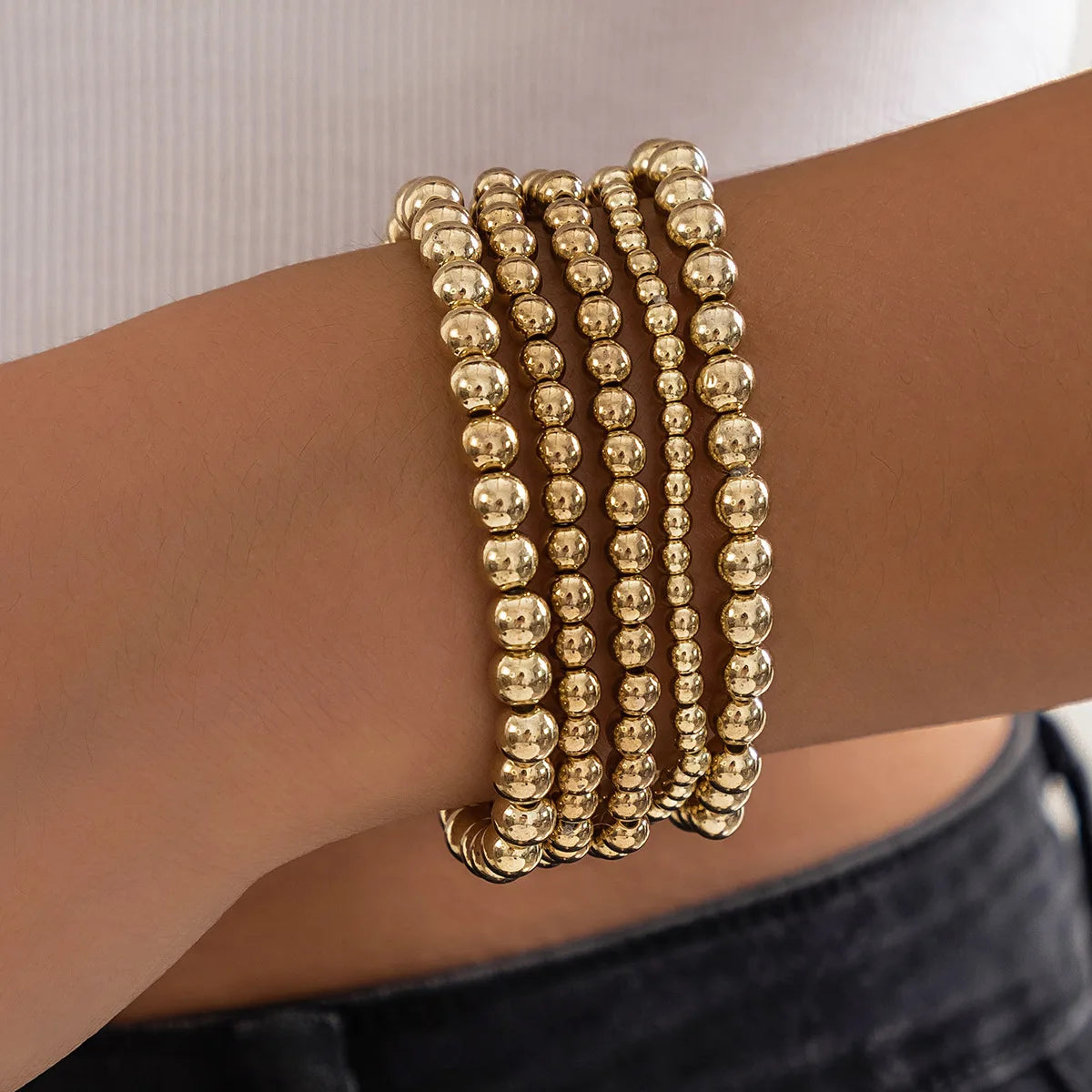 Merryshine Niche Design Beaded Stacked Bangles Pendant Sweet Cool Metal Style Fashion Bracelet