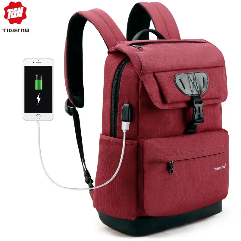 For Tigernu T-B3513 Anti-Theft Fashionable Backpack for Men Teenagers Waterproof USB Zipper Made Durable Travel Backpack
