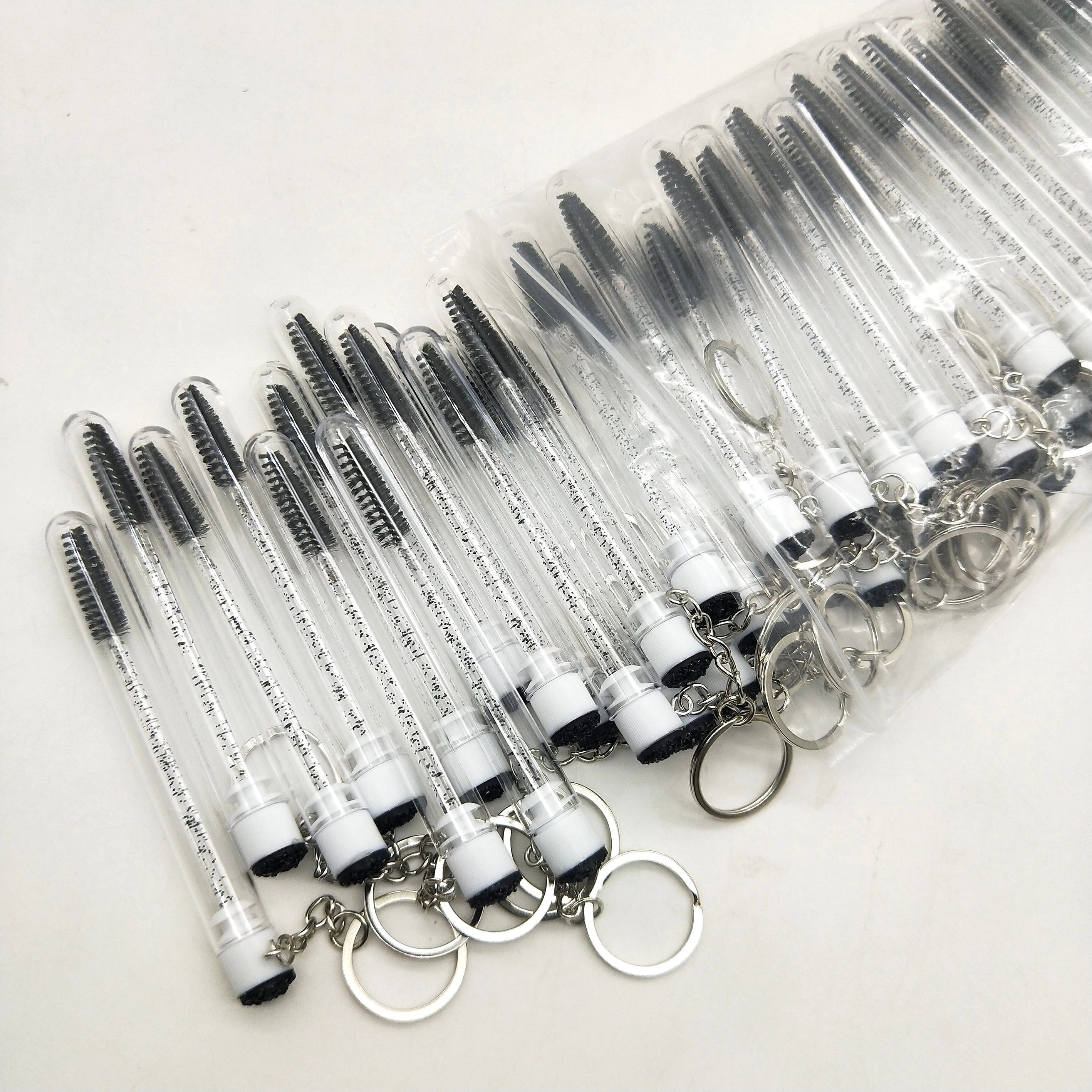 Sparkling Reusable Eyelash Brushes Mascara Wand in Tubes Eye Lash Brushes Keychain Eyebrow Spoolie Combs With Container Case