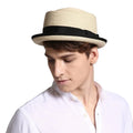 Vintage Rolled Brim Straw Hat Men Hat Fedora Hat for Man Gentlemen Luxury Jazz Ribbon Panama Caps Street Sun Caps
