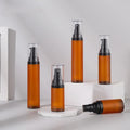 Portable 30ml Luxury Plastic Airless Pump Bottle Brown Empty Refillable Airless Spray Lotion Bottle for Eye Face Serum Skin Care