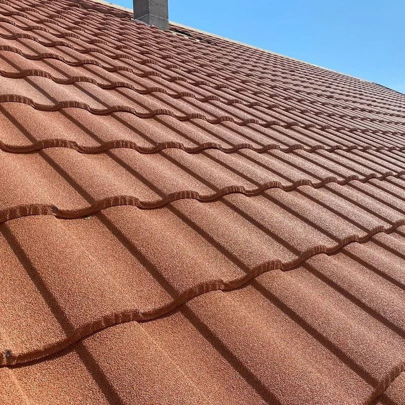 Turkey Hot Sale 0.35 0.4mm Charcoal Roman Roof Tile China Factory Metal Corrugated Roof Tile Waterproof Stone Coat Tuile Toiture