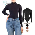 High Stretch Breathable Seamless Solid Top Bodysuit Jumpsuit Black Bodycon Rompers Body Shaper Long Sleeve Thong Turtleneck