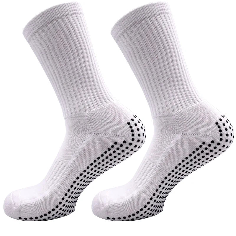 Solid Color Anti slip Adhesive Football Socks with Shock Absorption and Wear-resistant Towel Bottom Sports Socks