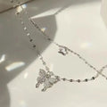 SC Hot Sale Fashion Silver Chain Necklace Trendy Korean Layered Necklace Stylish Butterfly Chokers Necklace for Girls