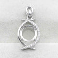 Sterling Silver 9*9mm Semi Mount Pendant Empty Frame Blank Support Setting S925 Base Holder Without Center Stone for DIY Inlay