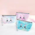 Cute Fashion Plush Rainbow Belt Zipper Cartoon Colorful Fluffy Cat Nylon Cosmetic Bags Soft Makeup Pouch