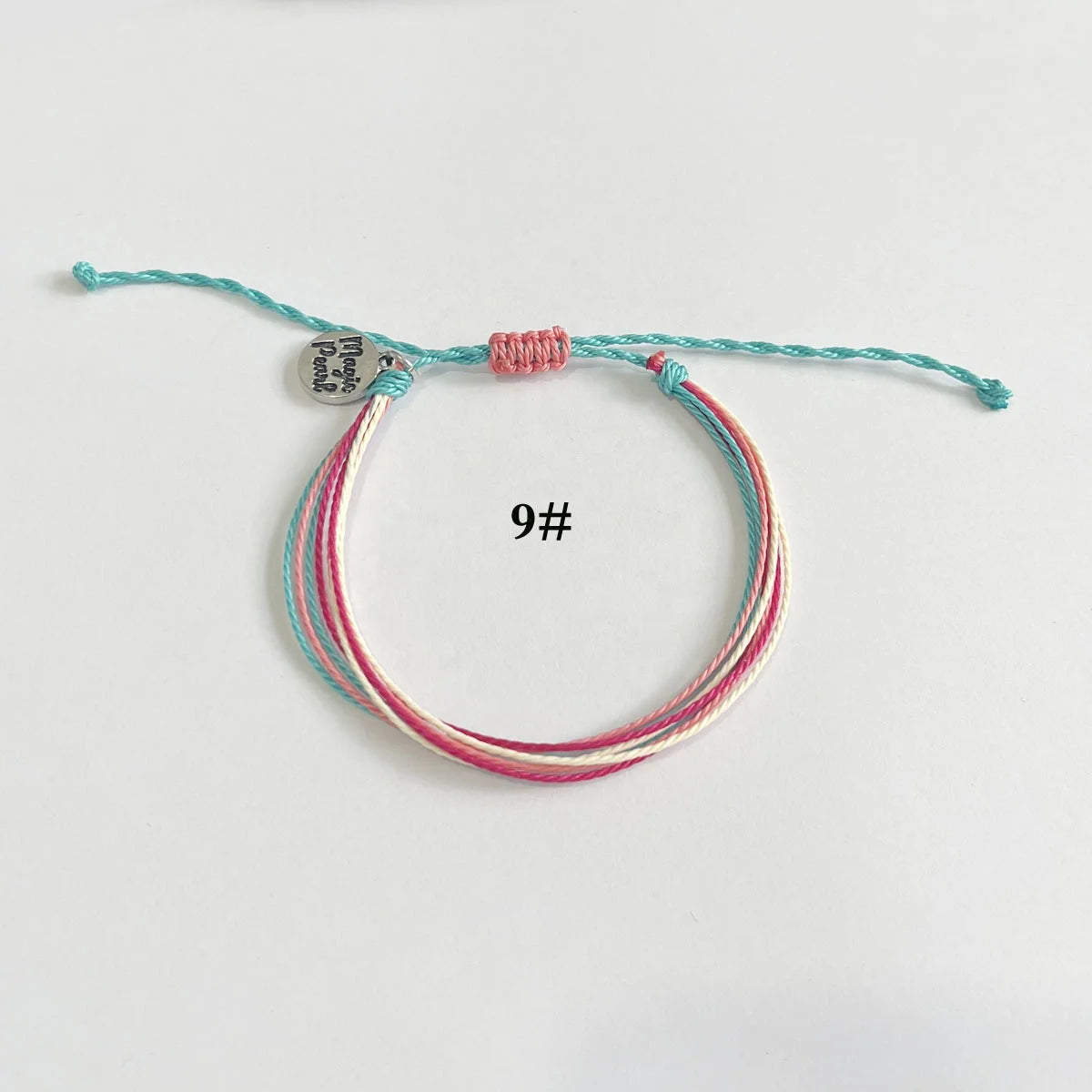 BSCI Audit Factory Twist Wax Cord Summer Waterproof Bohemian Unisex Antique Silver Plating Wrap Adjustable Bracelet Logo Charm