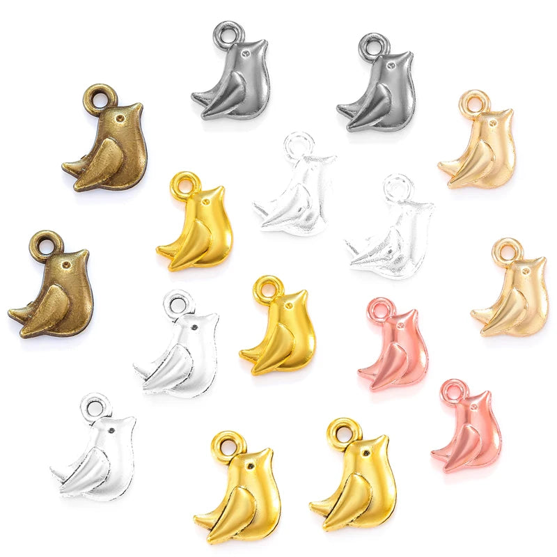 100pcs/bag 8 Color Exquisite Small Bird Charm for Earring Bracelet Necklace Pendant DIY Jewelry Handmade Accessories 11*9mm D567