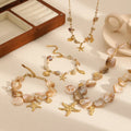 Trendy Summer 18K PVD Gold Starfish Shell Conch Charms Pendant Natural Sea Shell Stone Beaded Necklace Bracelet Beach Jewelry
